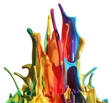 paint splashing with many colors
